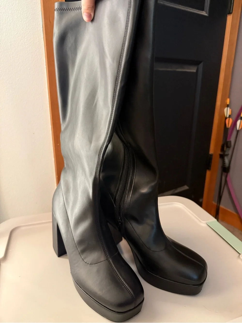 Women’s Black Platform Knee-High Boots
